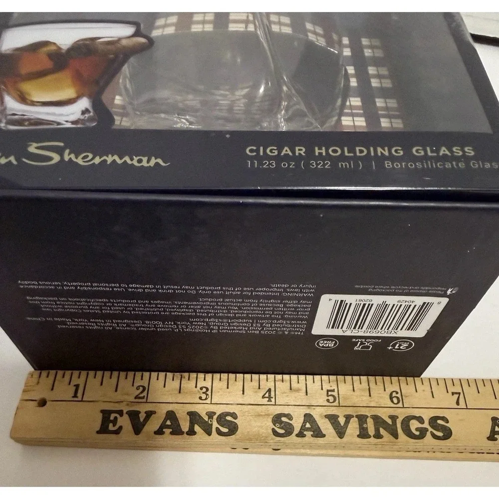 NEW‎ Ben Sherman Cigar Holder Whiskey Glass 11.23oz. Borosilicate Glass In Box